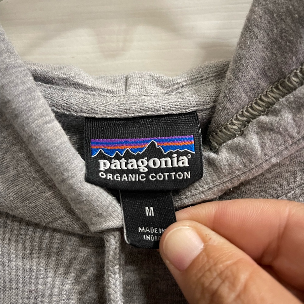 Patagonia Light Gray Men's Hoodie with Logo - Picture 3 of 6